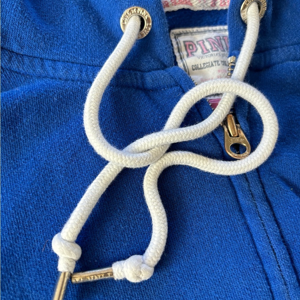 Victoria Secret PINK Kansas City Hoodie Zip Up Blue Sweater LARGE - Picture 4 of 8